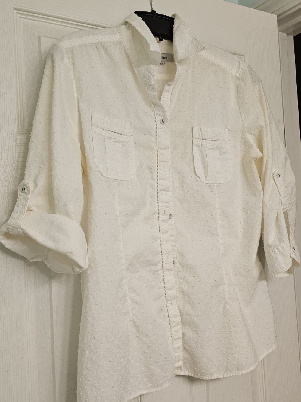 Merona White Button-Front Textured Shirt